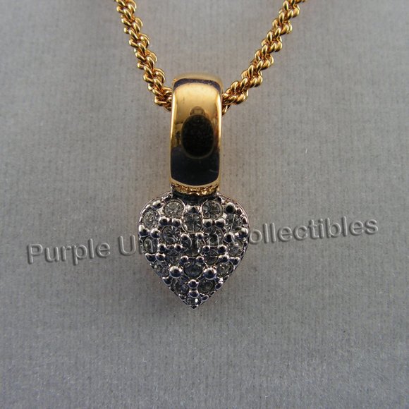 Vintage Swarovski Crystal Pave Heart Pendant Necklace - Picture 2 of 5
